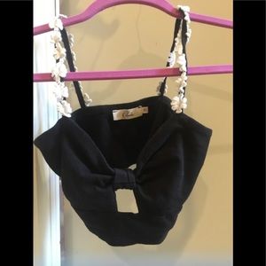 Black and white floral bralette